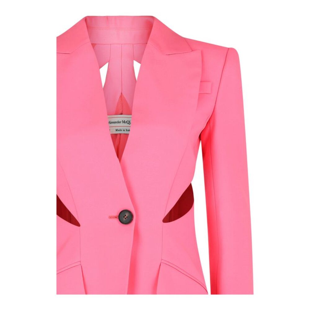 Alexander McQueen Slashed Single-Breasted Blazer Pink Womens - Picture 3 of 4